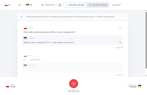 TŁUMACZENIE ROZMÓW W CZASIE RZECZYWISTYM